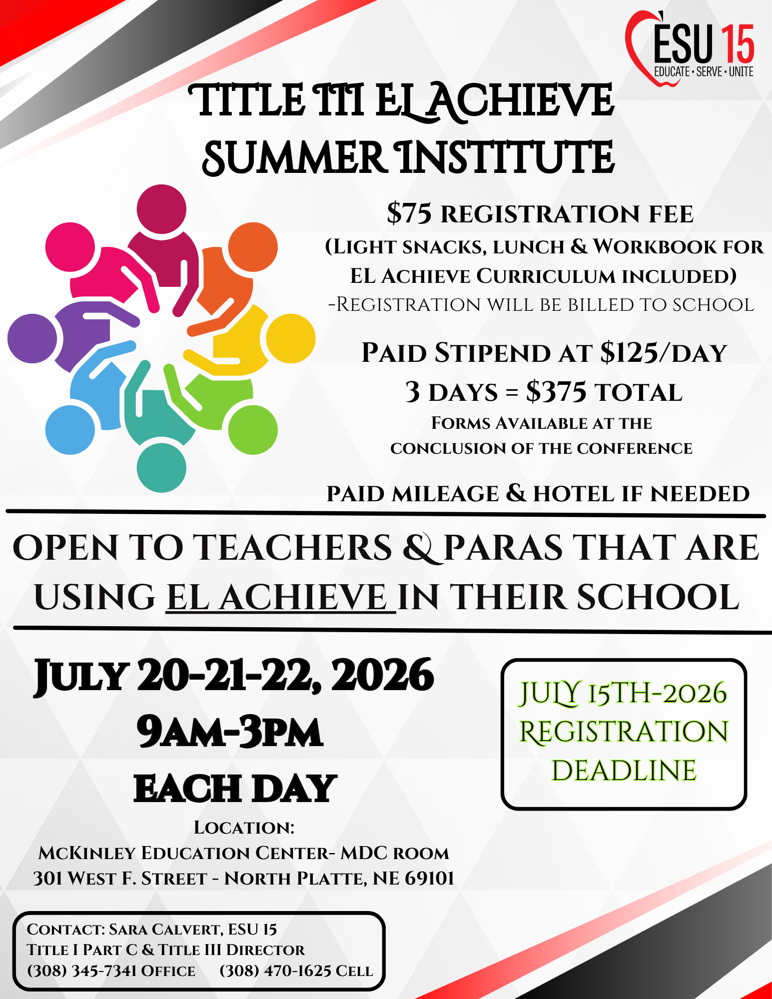 Title III EL Achieve Summer Institute flyer